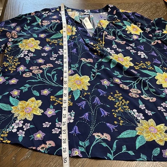 Old Navy navy floral print long sleeve blouse top Size XXL - Picture 16 of 17
